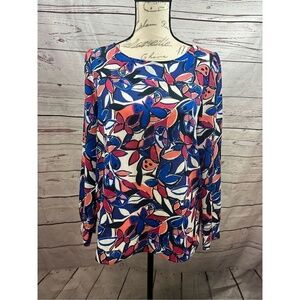 J. Crew small long sleeve‎ blue/pink/white blouse